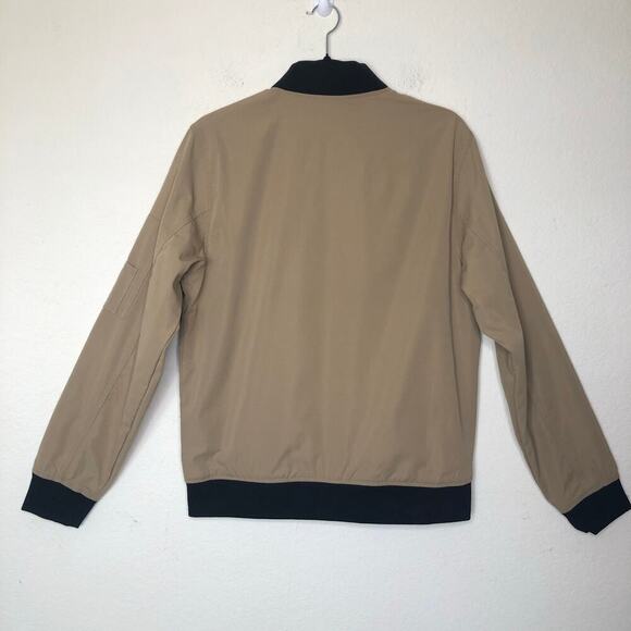 TR Tailored Recreation Premium Bomber Jacket Medium Tan Black Zip Up Casual - Picture 2 of 16